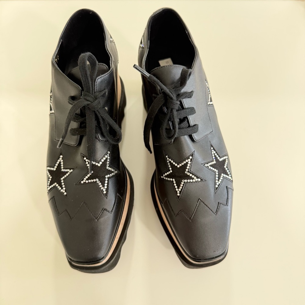 Stella McCartney Black Star-Embellished Derby Oxfords
